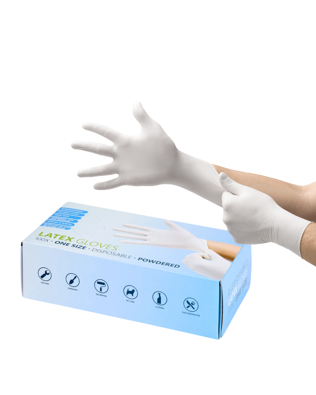 Boîte de 100 pièces de gants en latex poudrés